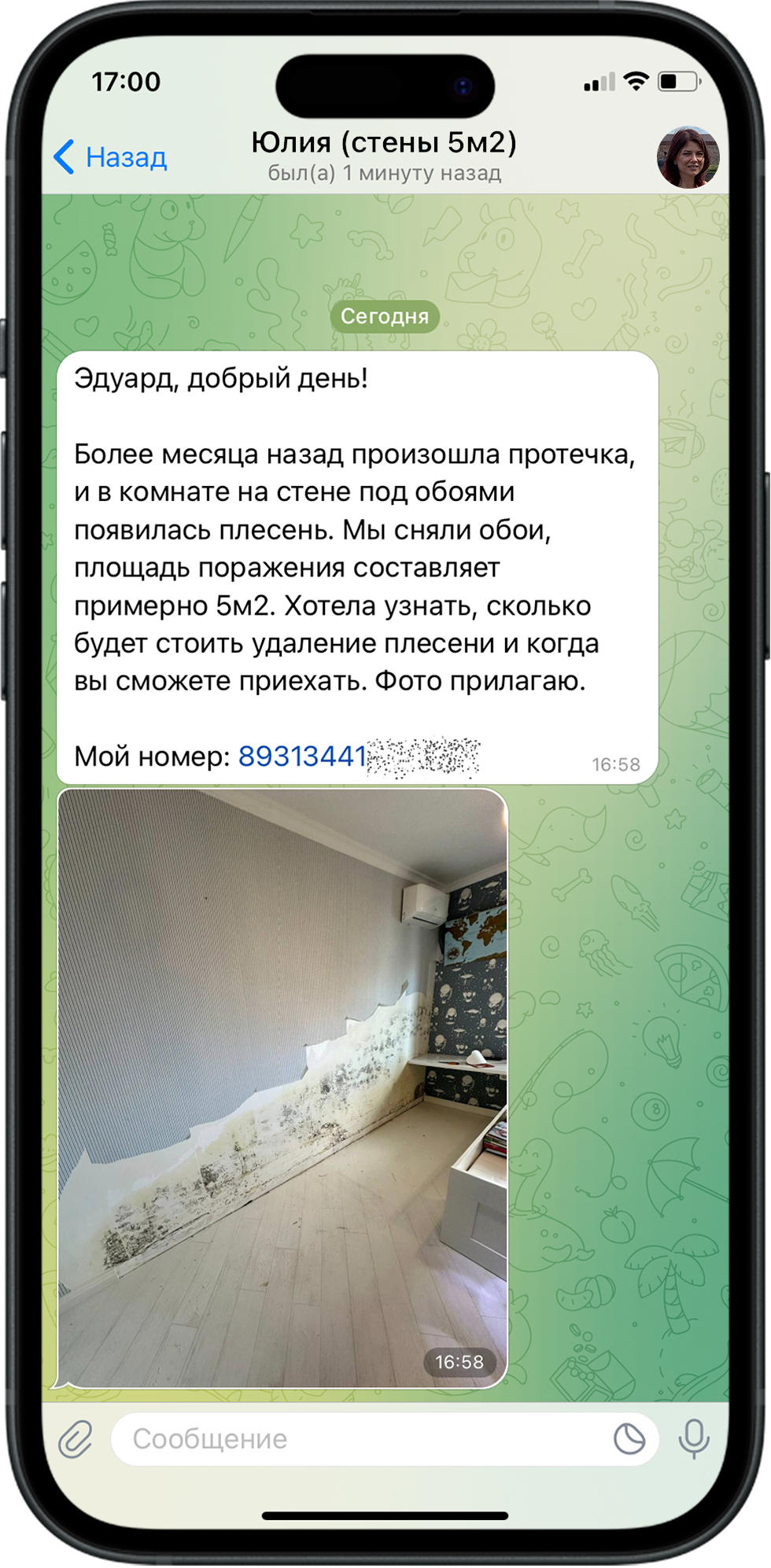 Узнайте стоимость удаления плесени по фото